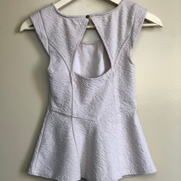 FREE PEOPLE TEXTURED CREAM COTTON PEPLUM TANK - Picture 4 of 7